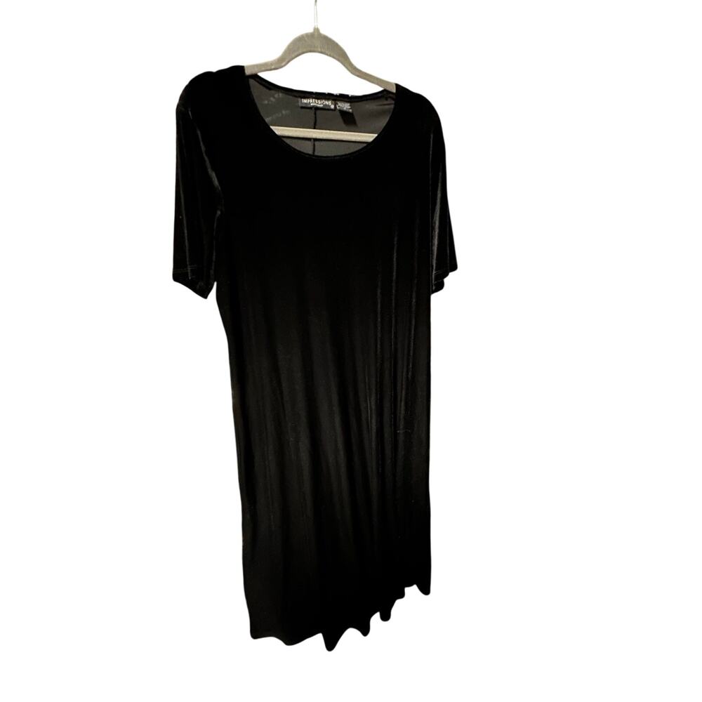 1X vintage 90s black velvet maxi dress with short sleeves excellent